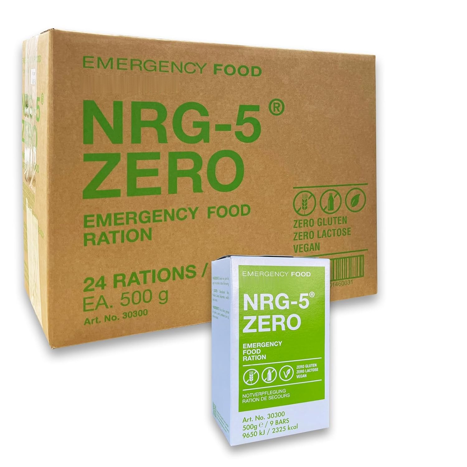 NRG-5 ZERO obrok za nuždu – transportna kutija sa 24 obroka od 500 g i pojedinačno pakovanje